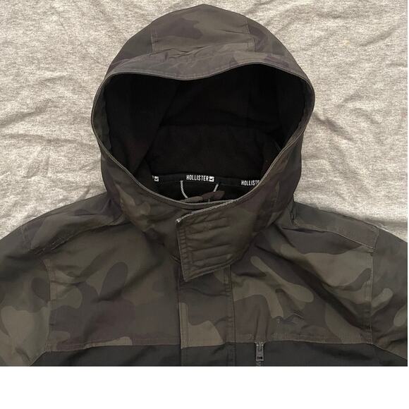 Hollister California Mens Size M All Weather Camo Black Jacket - Picture 9 of 16
